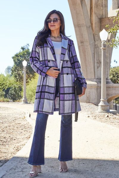 The Carla Plaid Button Up Lapel Collar Coat