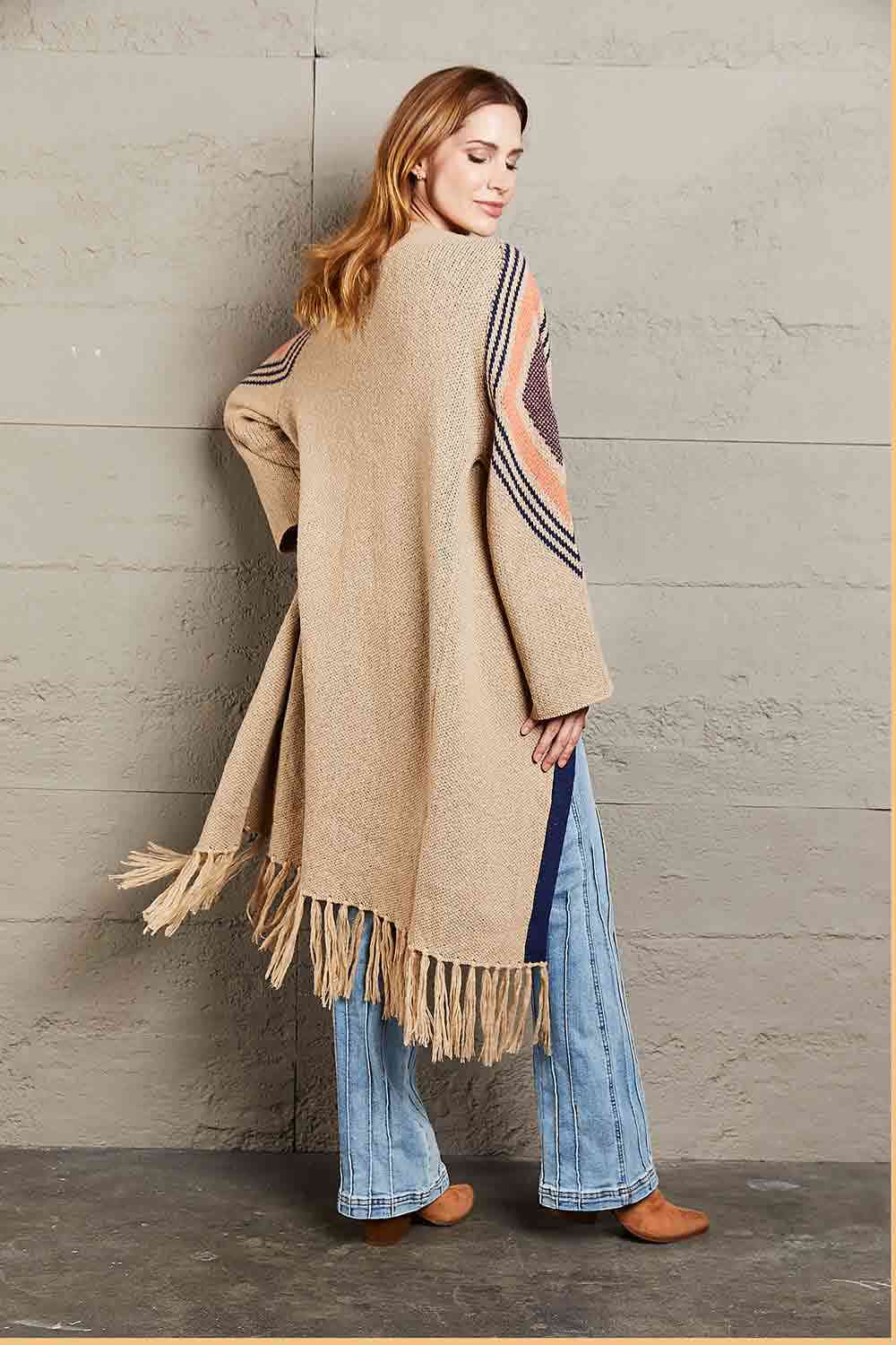 The Kinsley Fringe Hem Open Front Duster Cardigan