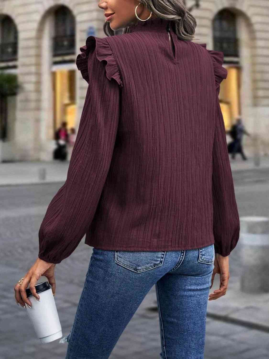 The The Angelina Ruffle Sleeve Sweatshirt