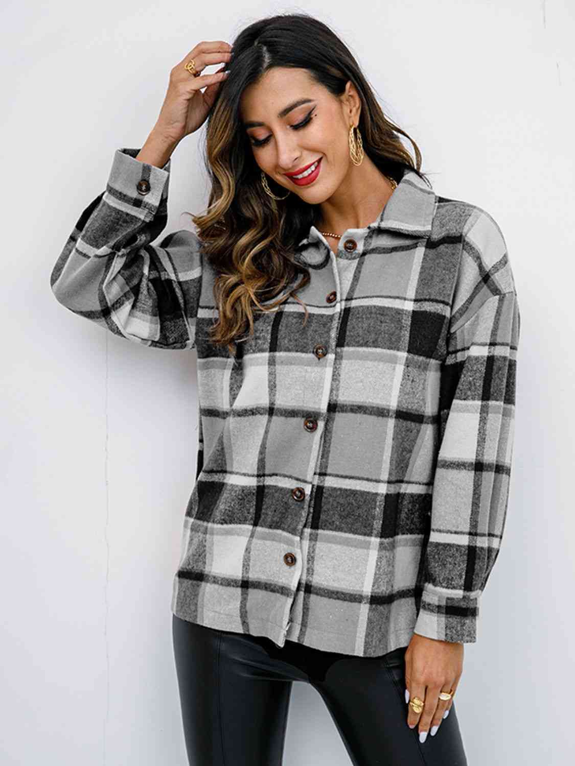 The Elle Plaid Button-Down Jacket