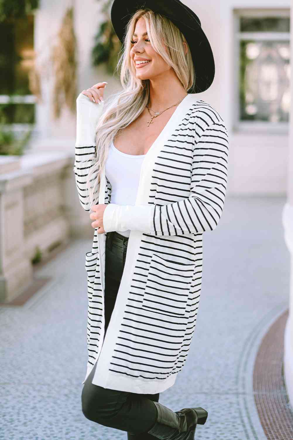 The Sienna Striped Open Front Duster Cardigan