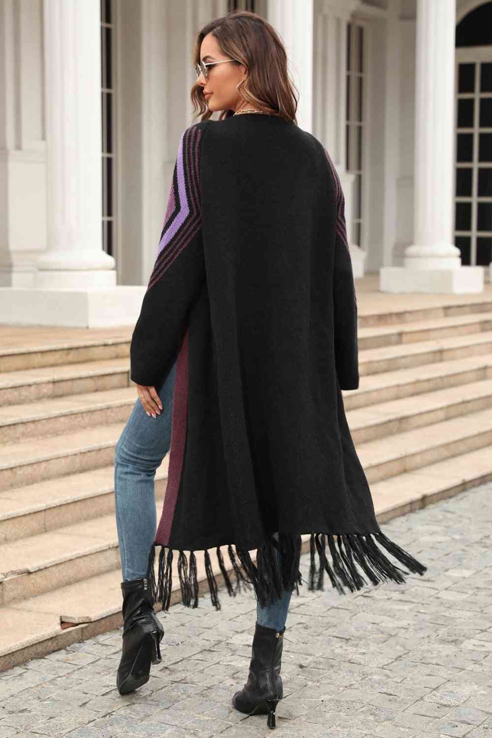 The Kinsley Fringe Hem Open Front Duster Cardigan