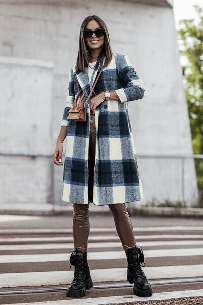 The Carla Plaid Button Up Lapel Collar Coat