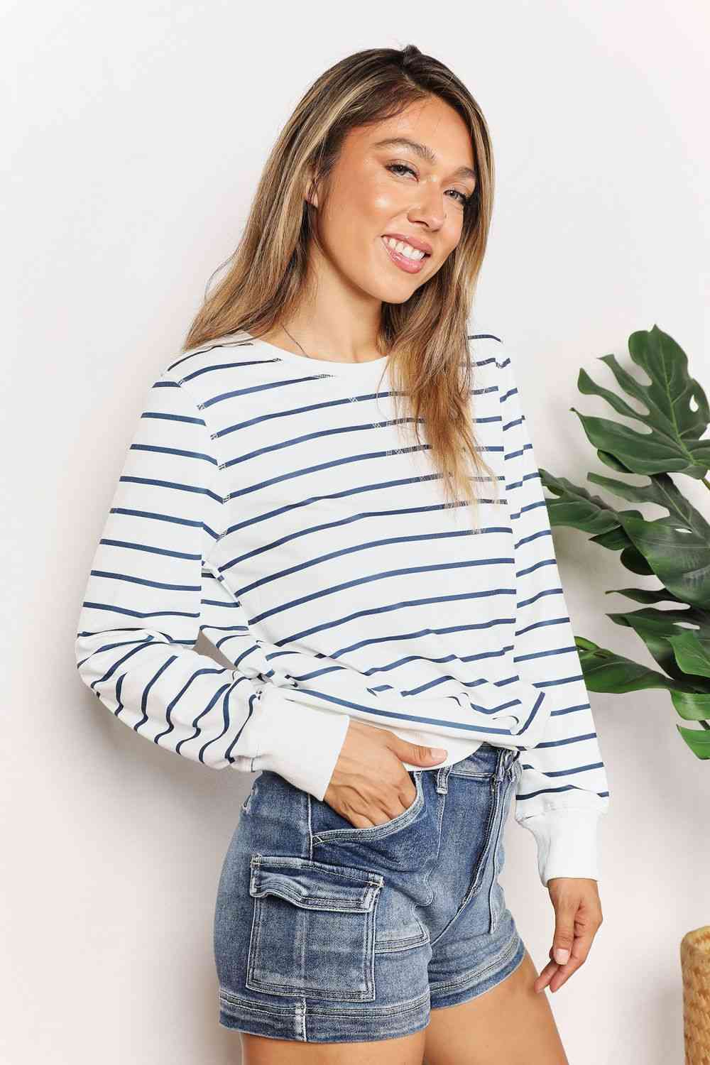 The Kaia Striped Round Neck Top