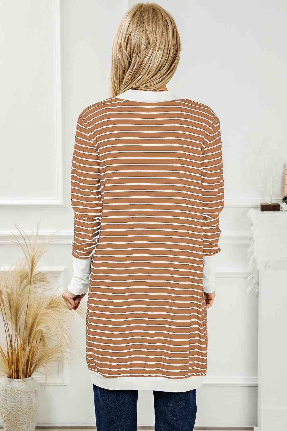 The Sienna Striped Open Front Duster Cardigan