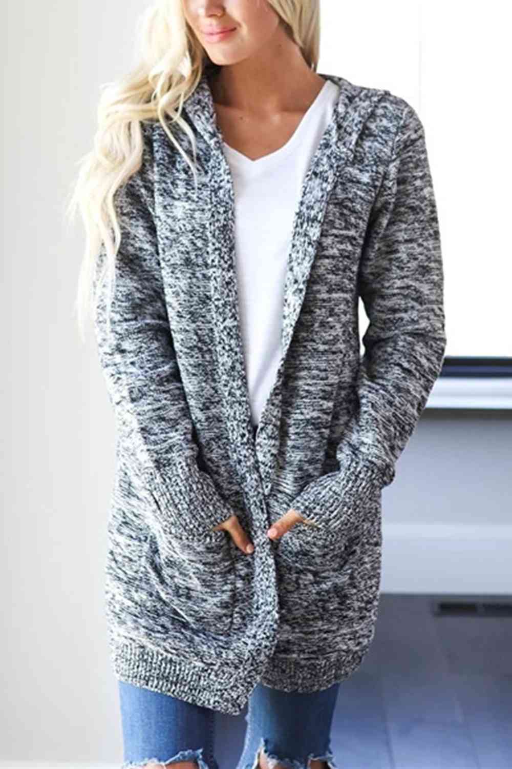 The Hailey Knitted Open Front Hooded Cardigan