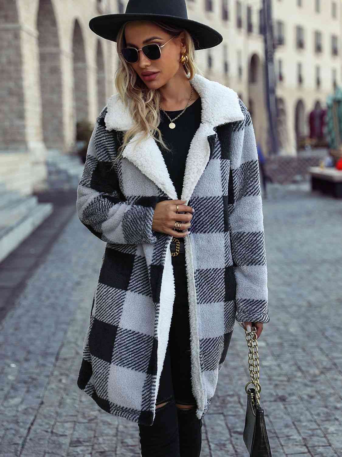 The Lindsey Mid Length Cozy Plaid Jacket