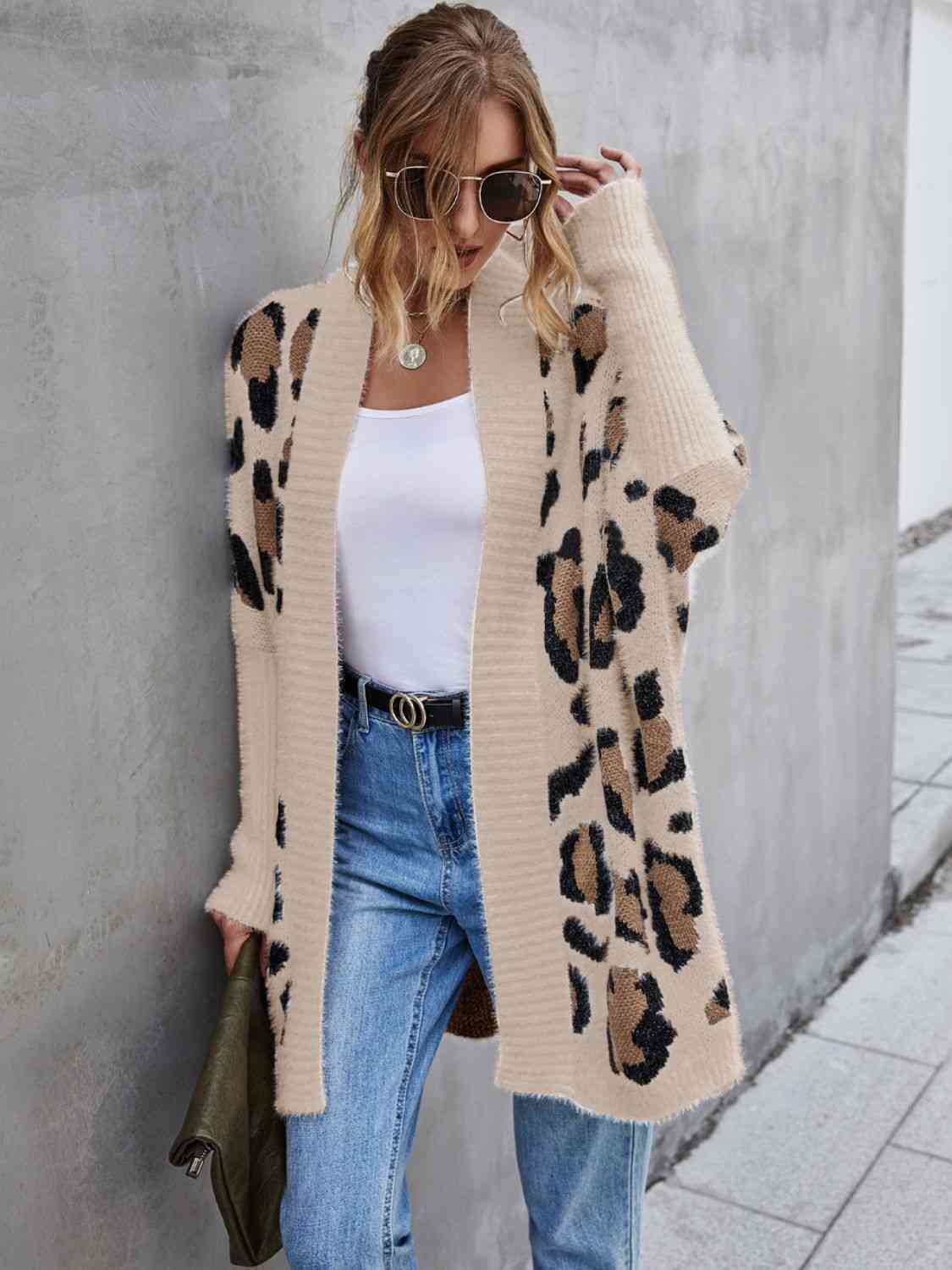 The Layla Leopard Print Fuzzy Cardigan