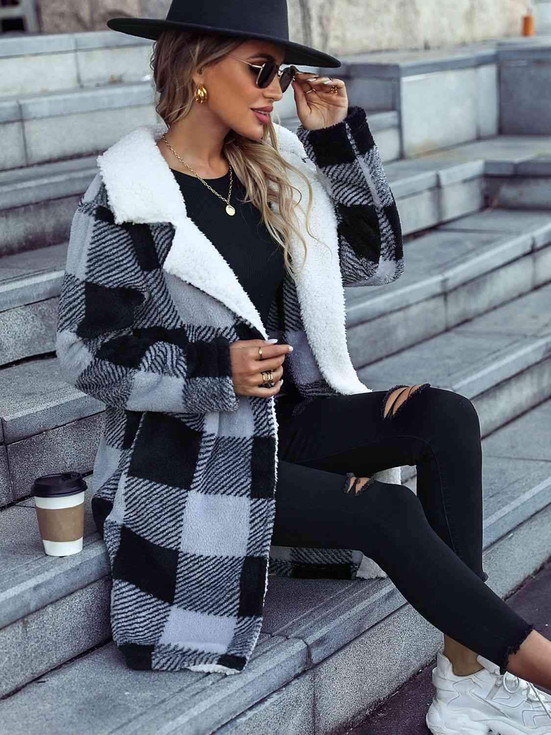 The Lindsey Mid Length Cozy Plaid Jacket