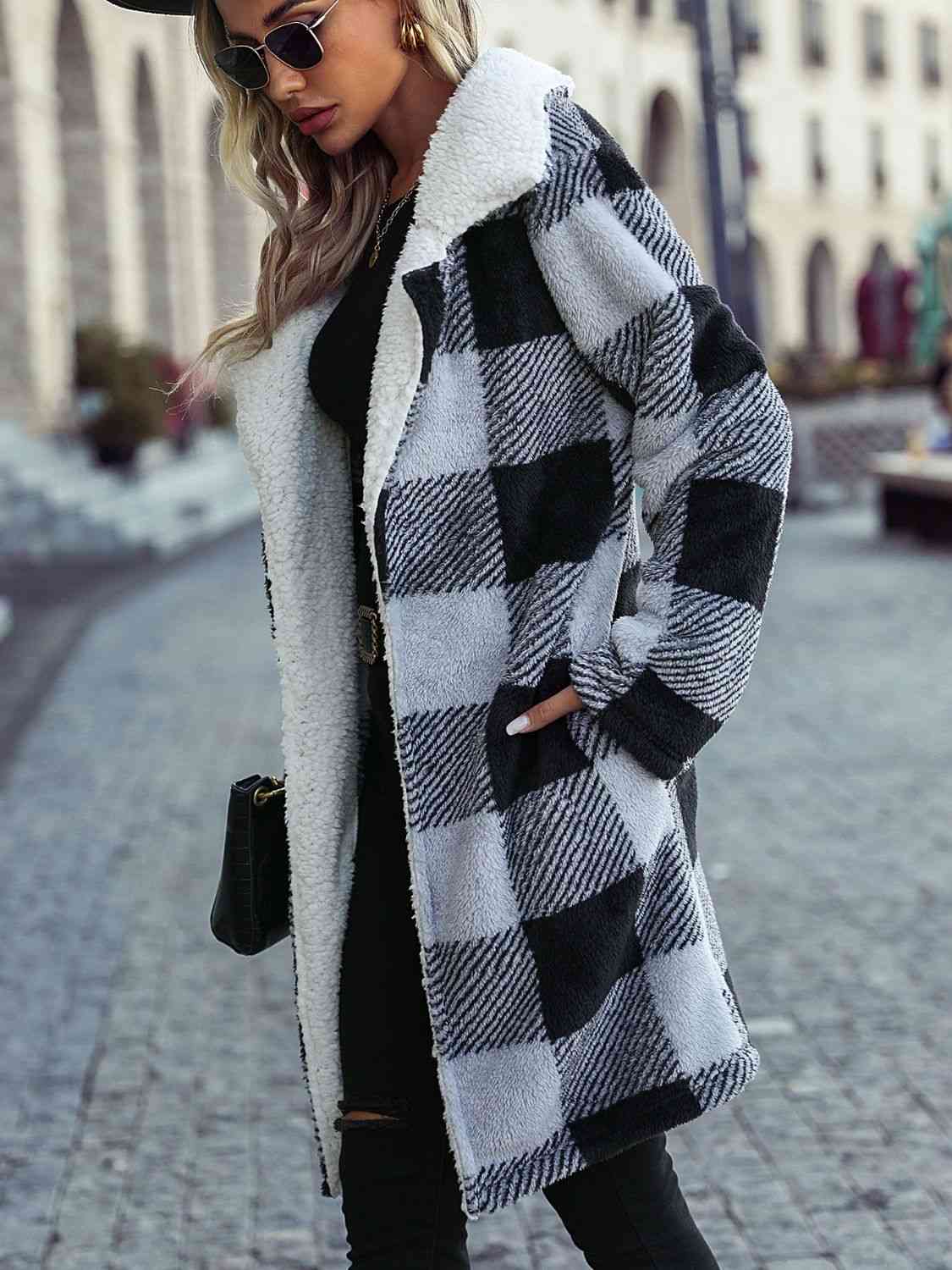 The Lindsey Mid Length Cozy Plaid Jacket